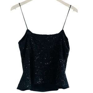 Ann Taylor Black Sequin Halter Top with Matching Mini Carry Bag